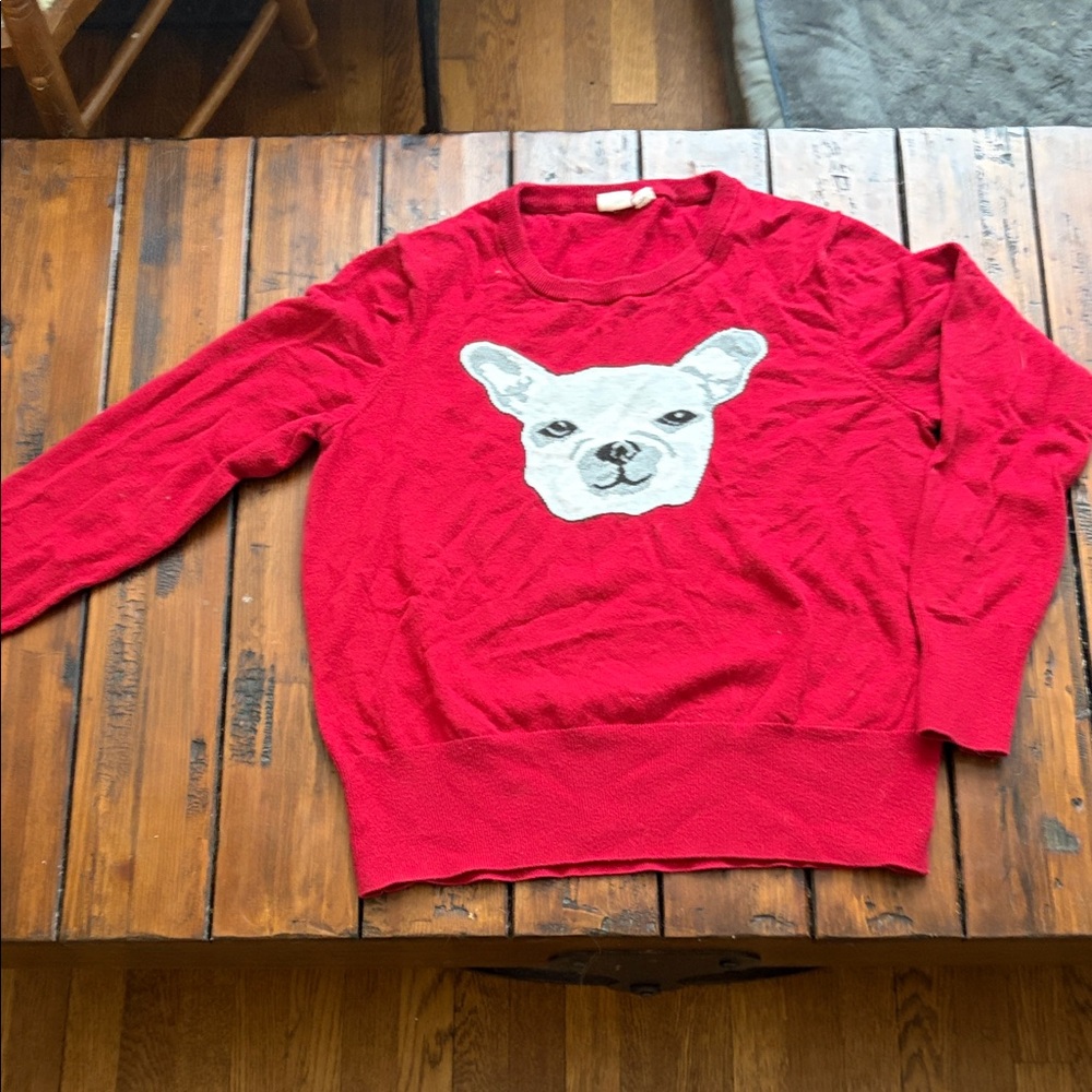GAP Red Crewneck Sweater with White Dog Motif